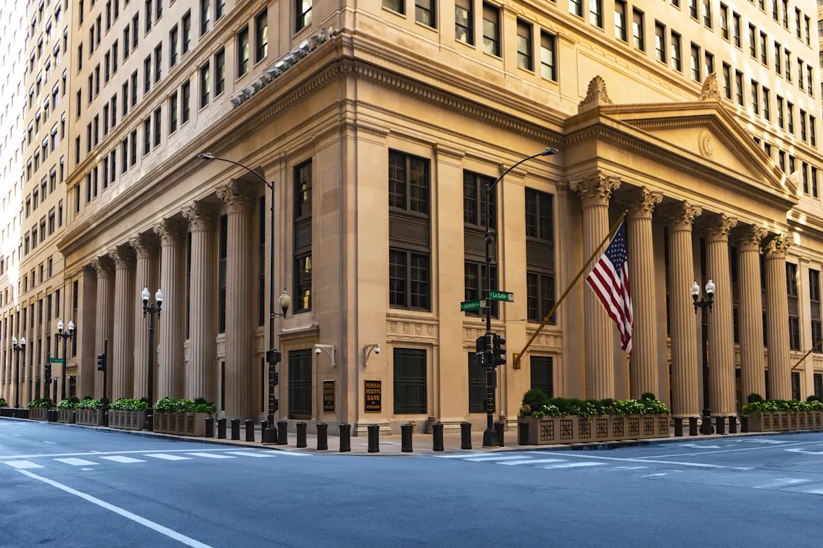Grand building with classical columns representing the institutional foundations of the gold standard era