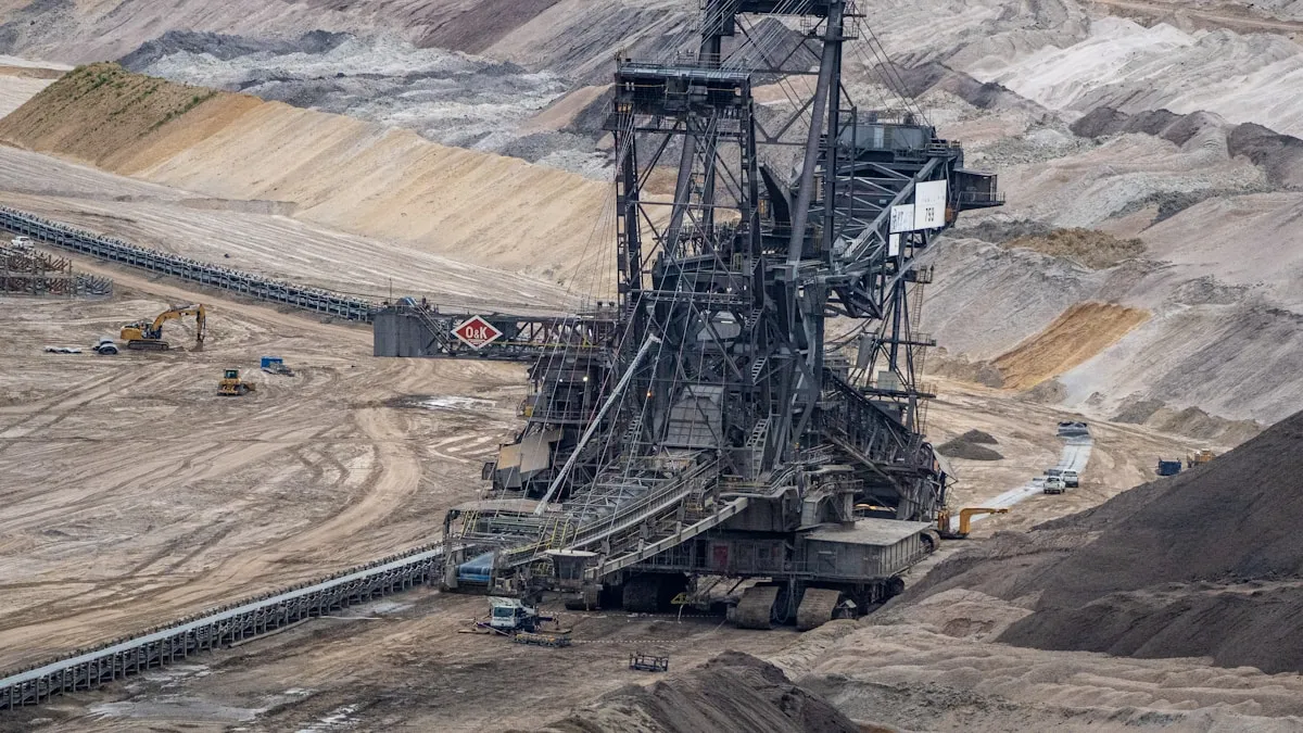 Heavy machinery operating in a quarry, representing the industrial scale of modern gold mining operations