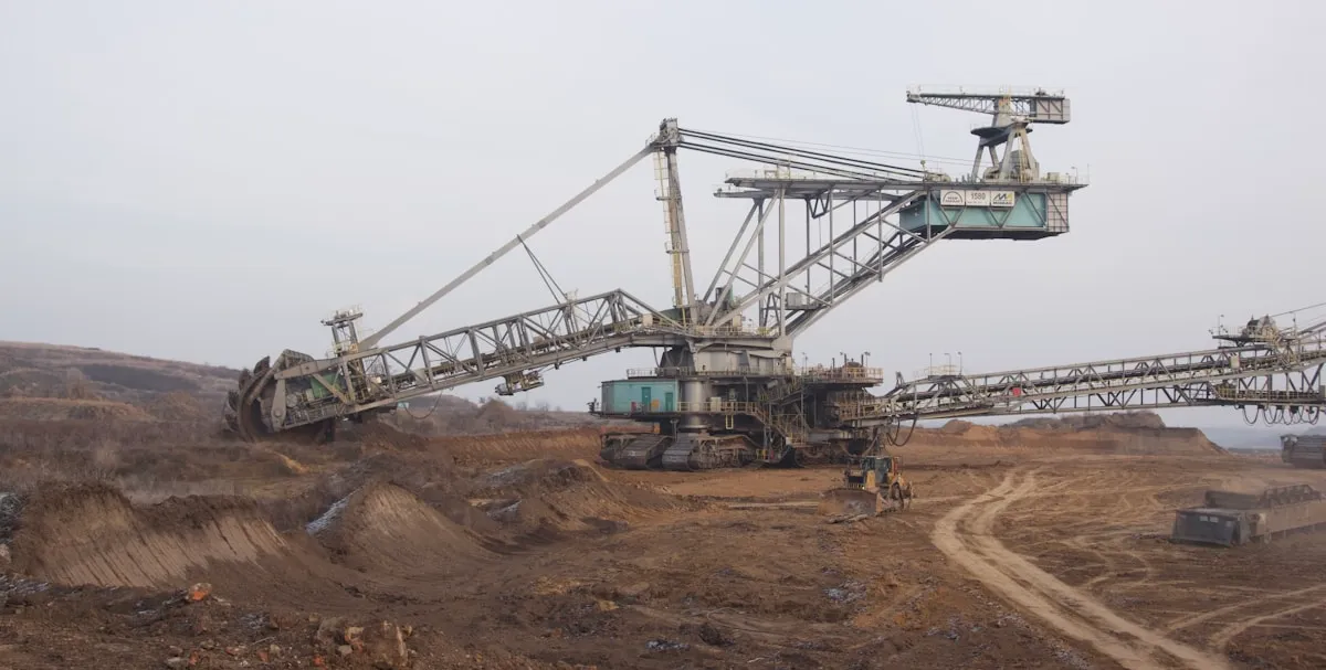 Large excavator working in a dusty landscape, representing the raw industrial forces that drive commodity super-cycles