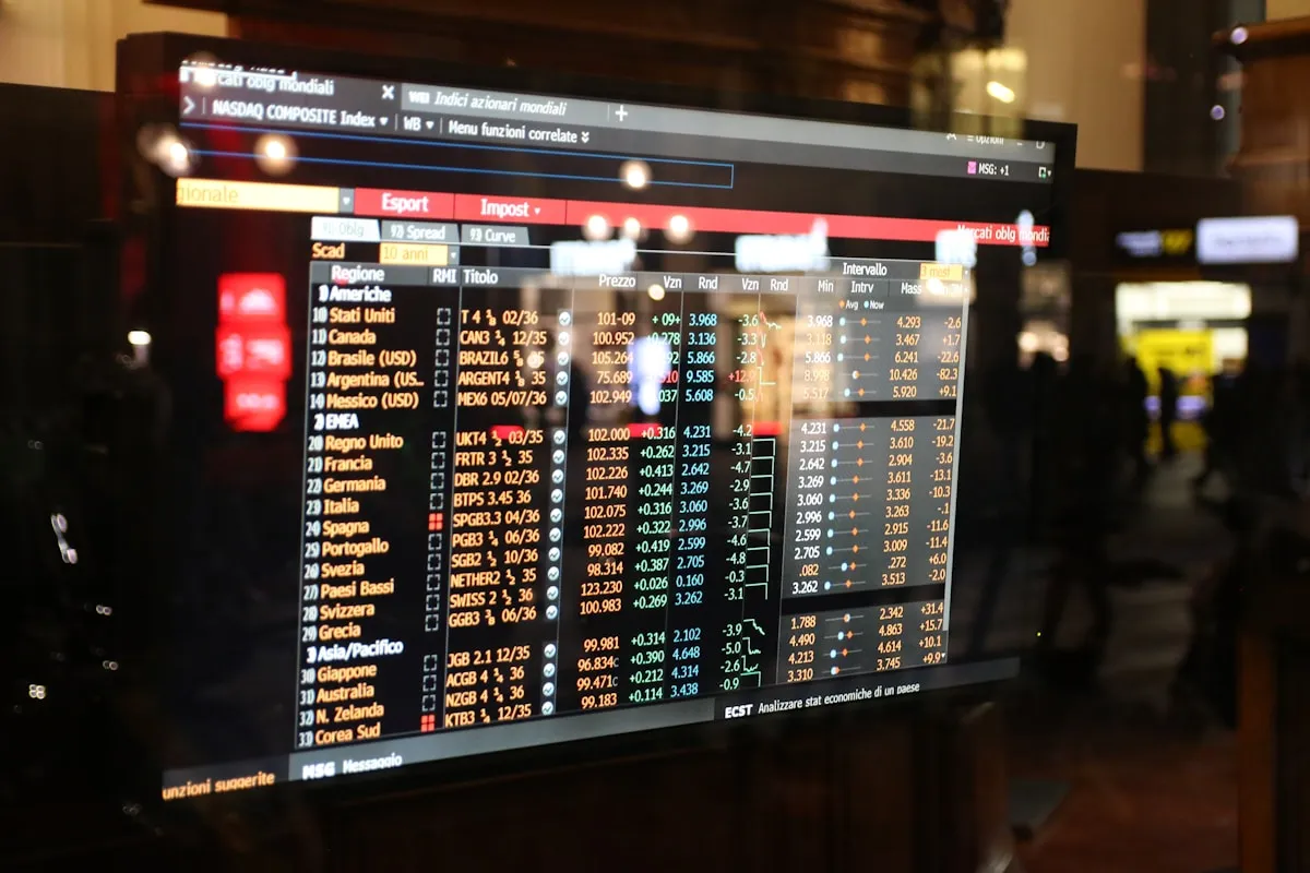 Financial trading screens displaying gold market data and price charts